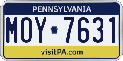 PA license plate MOY7631