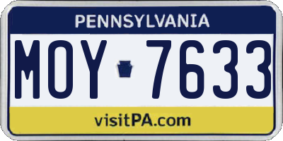 PA license plate MOY7633