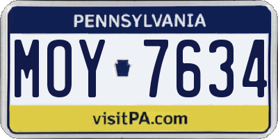 PA license plate MOY7634