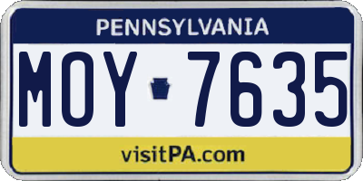 PA license plate MOY7635