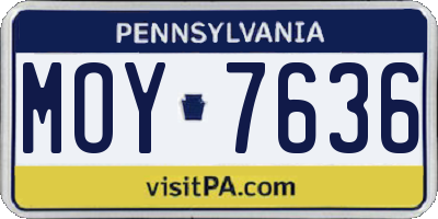 PA license plate MOY7636