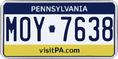 PA license plate MOY7638