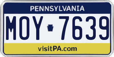 PA license plate MOY7639