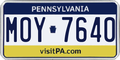 PA license plate MOY7640