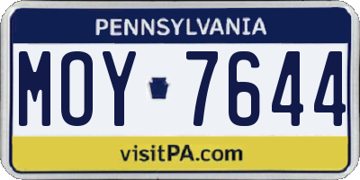 PA license plate MOY7644