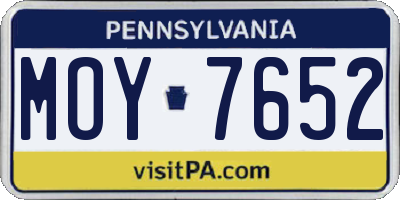 PA license plate MOY7652