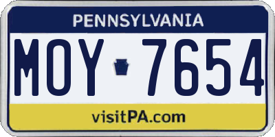 PA license plate MOY7654