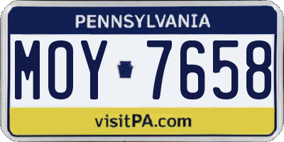 PA license plate MOY7658