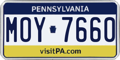 PA license plate MOY7660