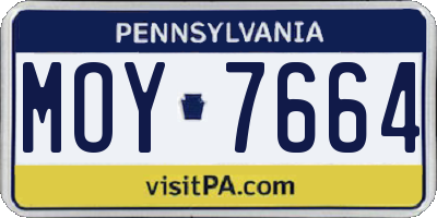 PA license plate MOY7664