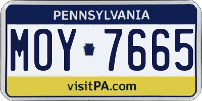 PA license plate MOY7665