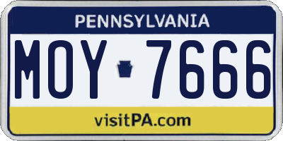 PA license plate MOY7666