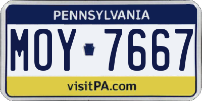 PA license plate MOY7667