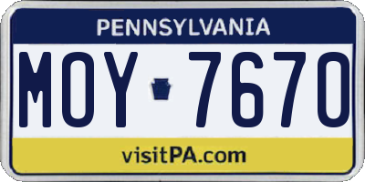 PA license plate MOY7670