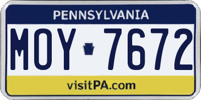 PA license plate MOY7672
