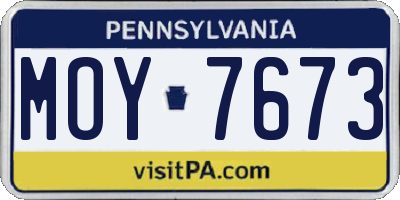 PA license plate MOY7673