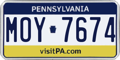 PA license plate MOY7674
