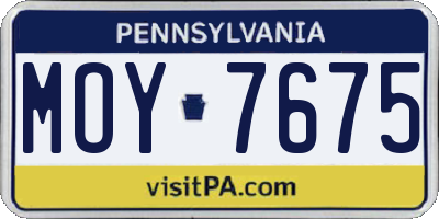 PA license plate MOY7675