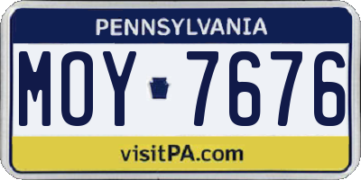 PA license plate MOY7676