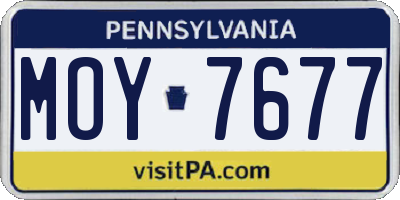 PA license plate MOY7677
