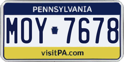 PA license plate MOY7678