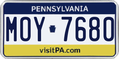 PA license plate MOY7680