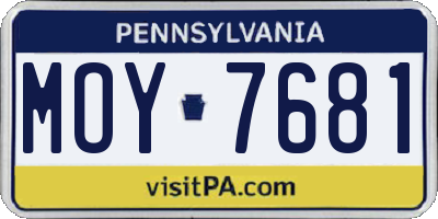 PA license plate MOY7681