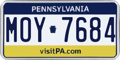 PA license plate MOY7684