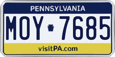 PA license plate MOY7685