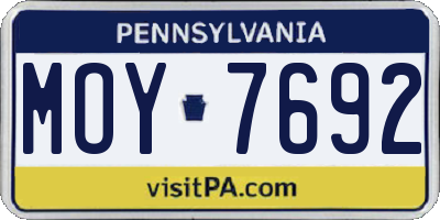 PA license plate MOY7692