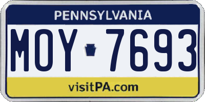 PA license plate MOY7693