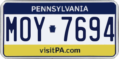 PA license plate MOY7694