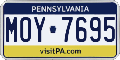 PA license plate MOY7695