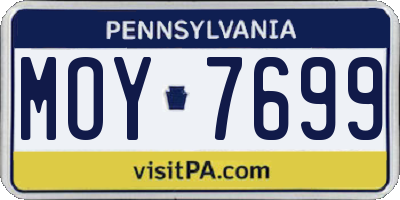PA license plate MOY7699