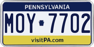 PA license plate MOY7702