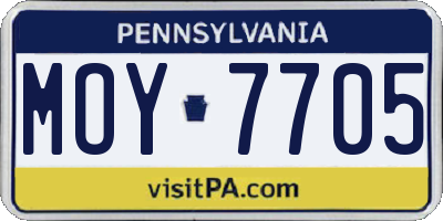 PA license plate MOY7705