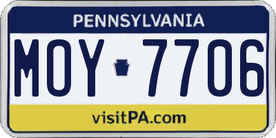 PA license plate MOY7706