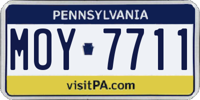 PA license plate MOY7711
