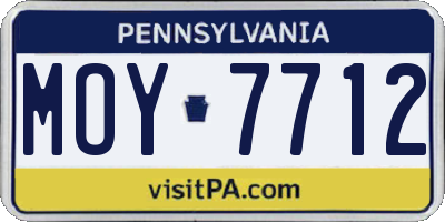 PA license plate MOY7712