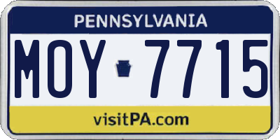 PA license plate MOY7715