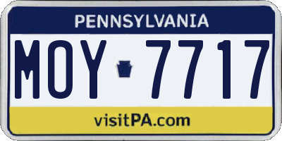 PA license plate MOY7717