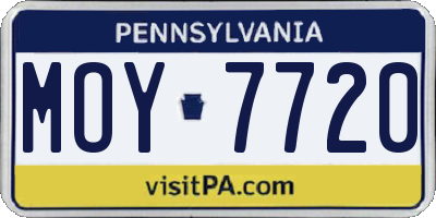 PA license plate MOY7720