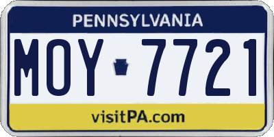 PA license plate MOY7721
