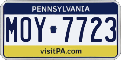 PA license plate MOY7723