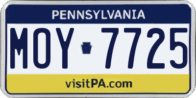 PA license plate MOY7725