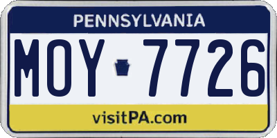 PA license plate MOY7726