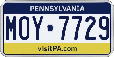 PA license plate MOY7729