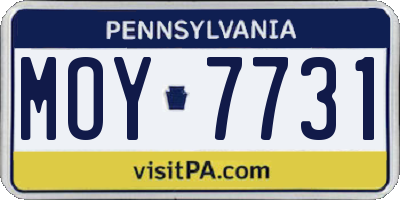 PA license plate MOY7731