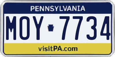 PA license plate MOY7734