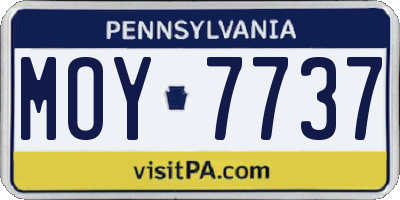 PA license plate MOY7737